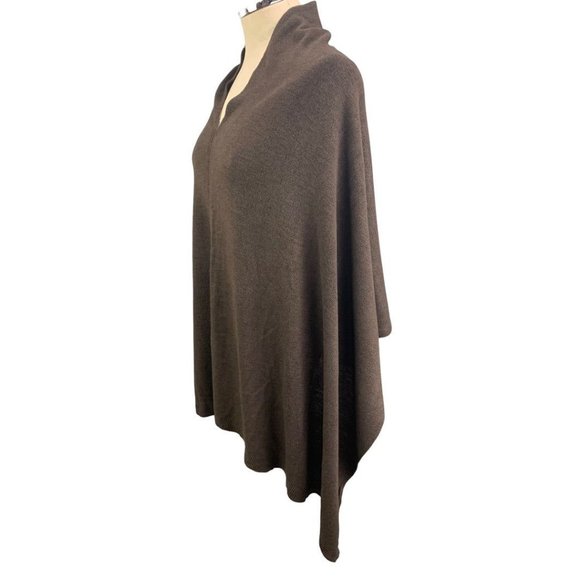 One Size Women's Brown Poncho Coffee Color Acrylic Split Neck New 23.6" x 34.6" - Picture 2 of 6